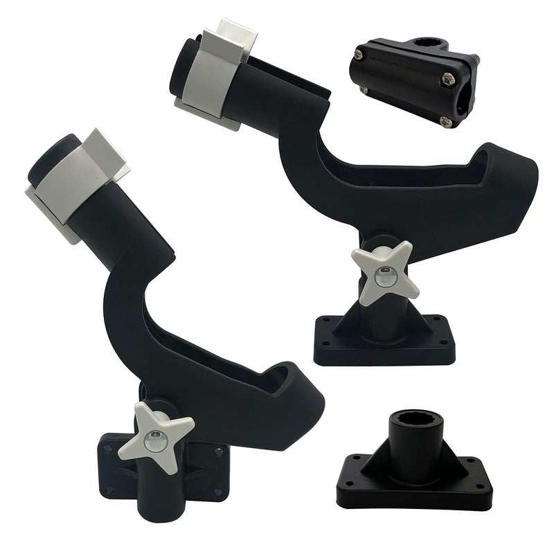 HiUmi Twin Pack Rod Holder with 2 Side Mounts and 2 Bottom Mounts Adjustable Boat Fishing Rod Holder - Image 1